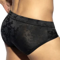 Slip Floral Transparent Noir