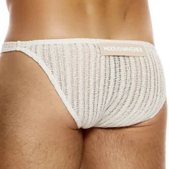 Slip Low Cut Striped Crochet Beige