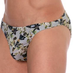 Slip Mini Coton Floral Gris