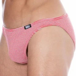 Slip Mini Coton Rayure Rouge - Blanc