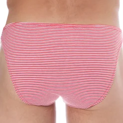 Slip Mini Coton Rayure Rouge - Blanc