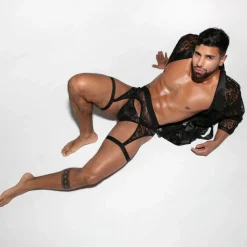 Slip Mini en Dentelle Fluide Noir