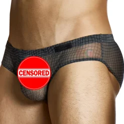 Slip Super Low Rise Abstract Résille Gris Anthracite