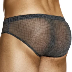 Slip Super Low Rise Abstract Résille Gris Anthracite