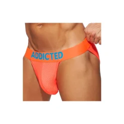 Slip Tanga Cockring Mesh Neon Orange Fluo