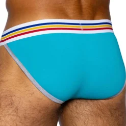 Slip Tanga Coton Bleu Turquoise
