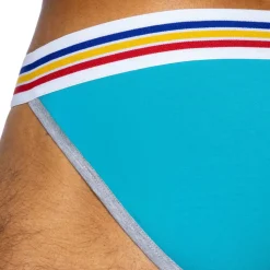 Slip Tanga Coton Bleu Turquoise