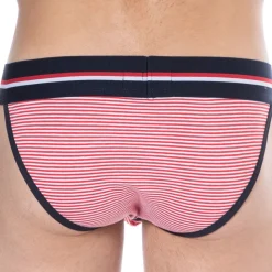 Slip Tanga Coton Rayure Rouge - Blanc