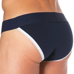 Slip Tanga Logo Coton Bleu Marine