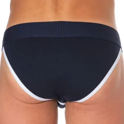 Slip Tanga Logo Coton Bleu Marine