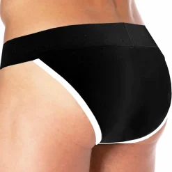 Slip Tanga Logo Coton Noir
