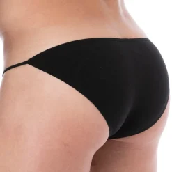 Slip Tanga Mini Coton Uni Noir