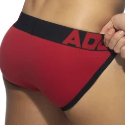 Slip Tanga Open Fly Coton Rouge - Noir