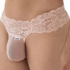 String Dentelle à Lacets Rose