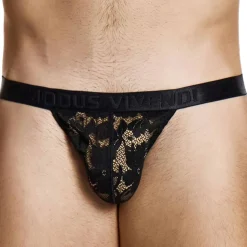 String Dentelle Florale Noir