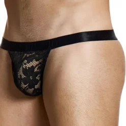 String Dentelle Florale Noir