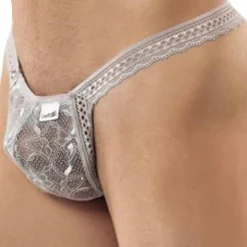 String Double Dentelle Gris