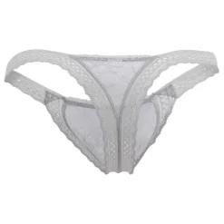 String Double Dentelle Gris