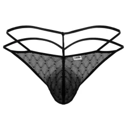 String Ficelle Résille Géométrique Noir