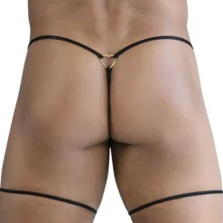 String Jarretière avec Chaînettes Noir