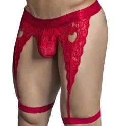 String Jarretière Dentelle Rouge
