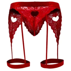 String Jarretière Dentelle Rouge