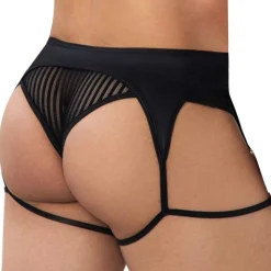 String Jarretière Rayé Noir