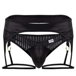 String Jarretière Rayé Noir