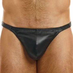 String Pleasure Simili-Cuir Noir