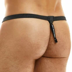 String Pleasure Simili-Cuir Noir