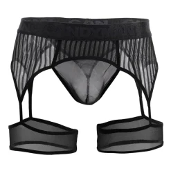 String Porte-Jarretelle Rayé Noir