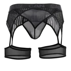 String Porte-Jarretelle Rayé Noir