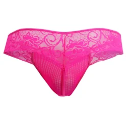 String Résille Dentelle Florale Rose