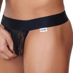 String V à Franges Noir