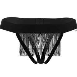 String V à Franges Noir