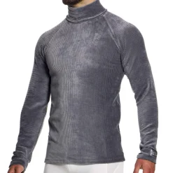 T-Shirt Col Roulé Corduroy Gris