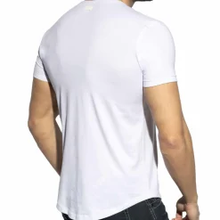 T-Shirt Col V Plongeant Blanc