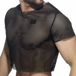 T-Shirt Crop Mesh Noir