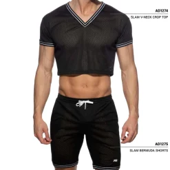 T-Shirt Crop Slam Mesh Noir