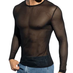 T-Shirt Net Manches Longues Noir