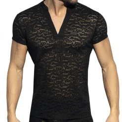 T-Shirt Polo Col V Spider Noir