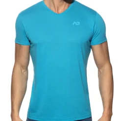 T-Shirt V-Neck Basic Turquoise