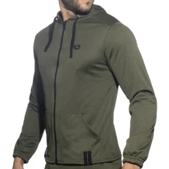 Veste à Capuche Manches Longues Loop Mesh Kaki